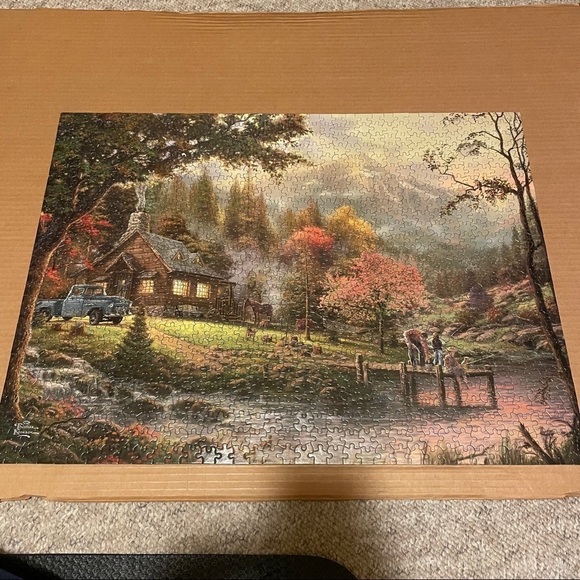 Cabin on Lake 1000 Piece Puzzle - Picture 2 of 3